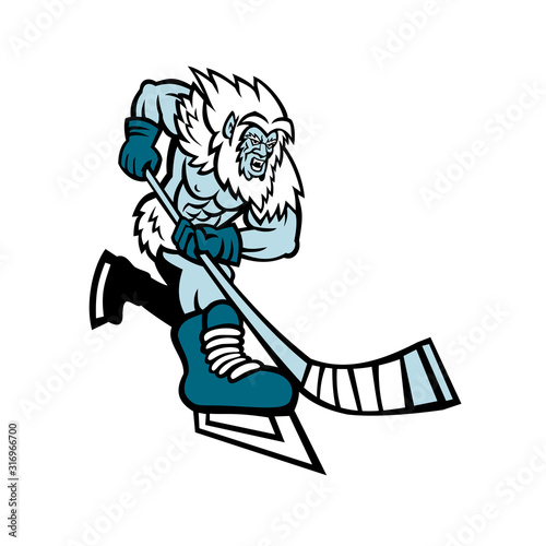 Yeti Ice Hockey Player Mascot