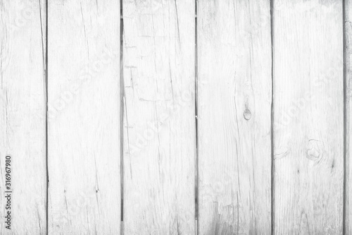 Old grunge wood plank texture background. Vintage white wooden board wall have antique cracking style background objects for furniture design. Painted weathered peeling table woodworking hardwoods.