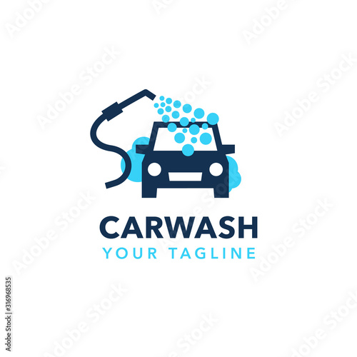 Professional hand car wash service logo design. Modern flat design style for your company branding.