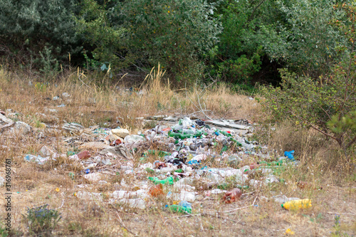landfill and plastic waste at nature landscape