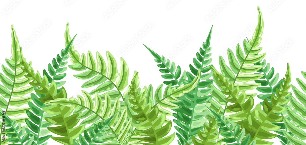 Seamless pattern with fern leaves.
