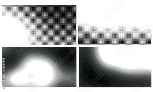 Set vertical polka dots. Halftone wave background. Curved gradient texture or pattern. Pop art texture. Vector illustration Eps 10.