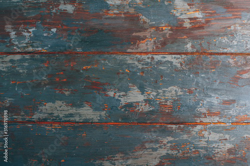 old painted cracked planks background, banner, copy space