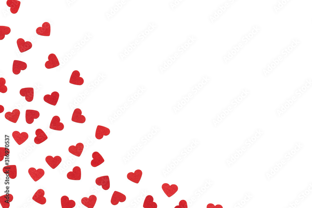Small Red Hearts On White Background