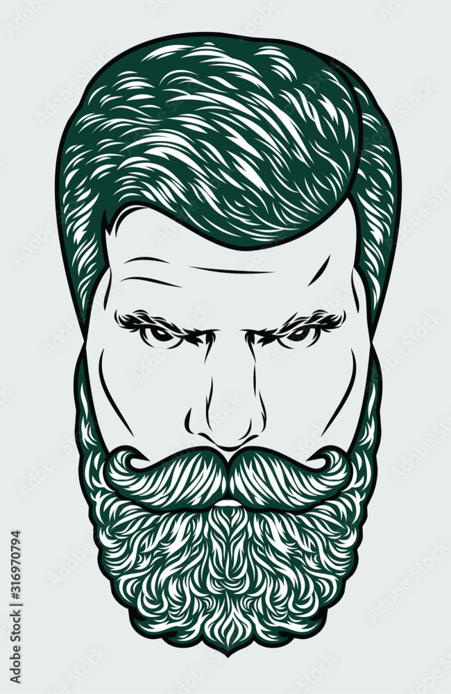 Portrait of a hipster with a beard and mustache, barber shop, fashion 2020