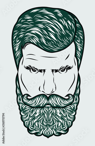 Portrait of a hipster with a beard and mustache, barber shop, fashion 2020