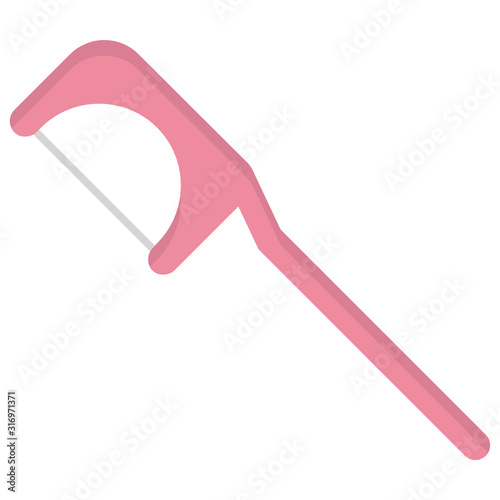 Personal Hygiene Flat Icon, Dental Floss with Handle Design, Teeth Care Thread Vector Concept,