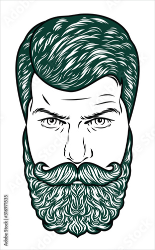 Portrait of a hipster with a beard and mustache, barber shop, fashion 2020