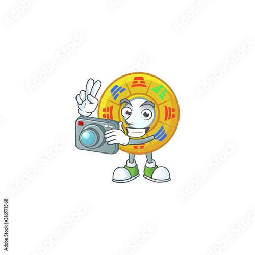 Cool Photographer chinese circle feng shui character with a camera