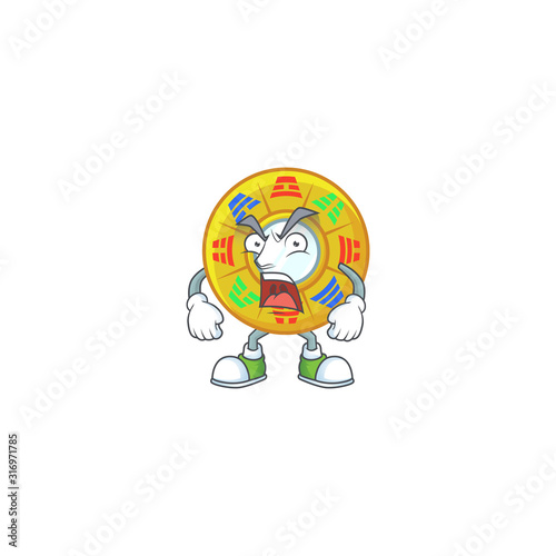 Chinese circle feng shui cartoon character design having angry face