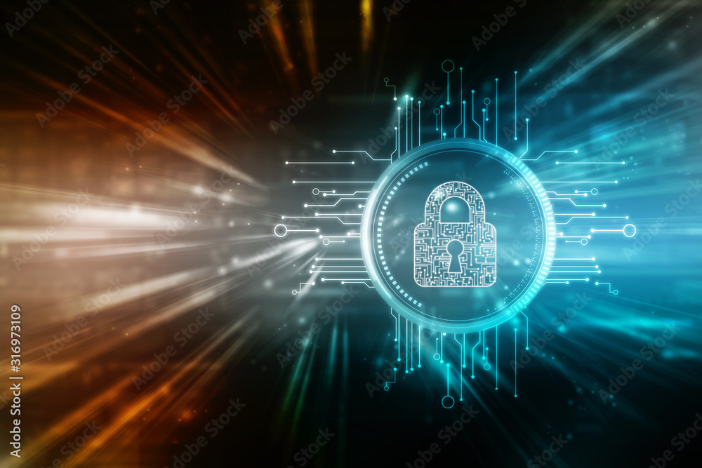 Obraz premium 2d illustration Safety concept: Closed Padlock on digital background