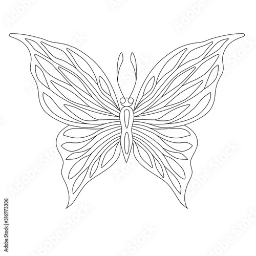 butterfly coloring page black contour illustration