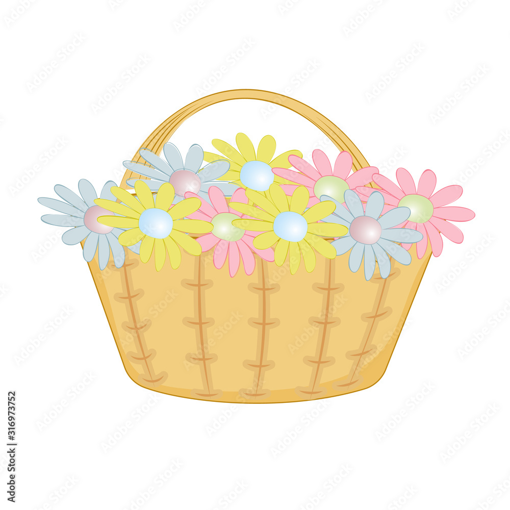 Spring flowers in a basket. Vector illustration Spring flowers in a basket. Vector illustration