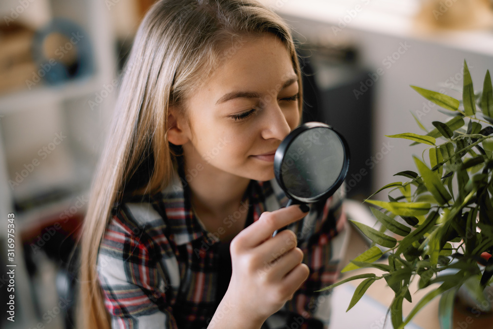 Little explorer. Cute curious girl with magnifying glass. Little explorer. Cute curious girl with magnifying glass.