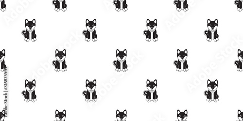Vector cartoon character shiba inu dog seamless pattern background for design.