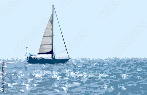 Sailboat on the sea illustration