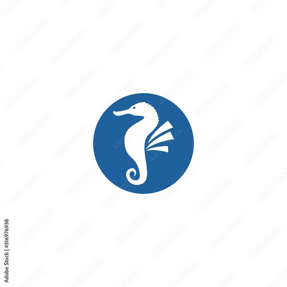 Sea horse illustration logo vector