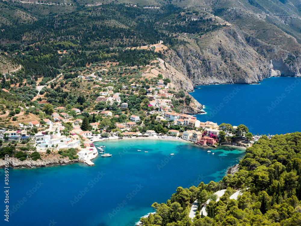 The quaint small beach town of assos asos on the greek island kefalonia is picture perfect greece
