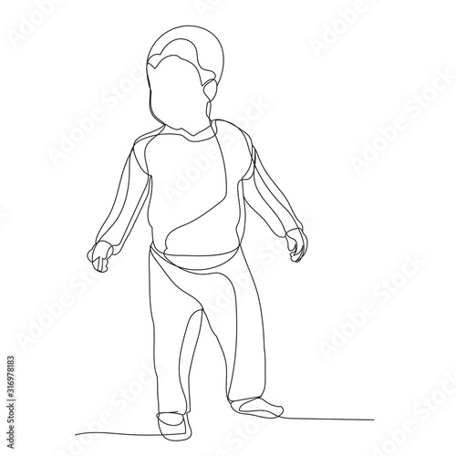 isolated  continuous line drawing  boy  child