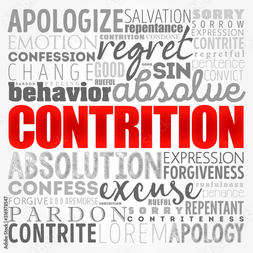 Contrition word cloud collage, concept background