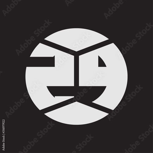 ZP Logo monogram with piece circle ribbon style on black background