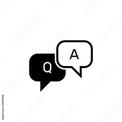 FAQ vector icon. Question and answers speech bubble sign.