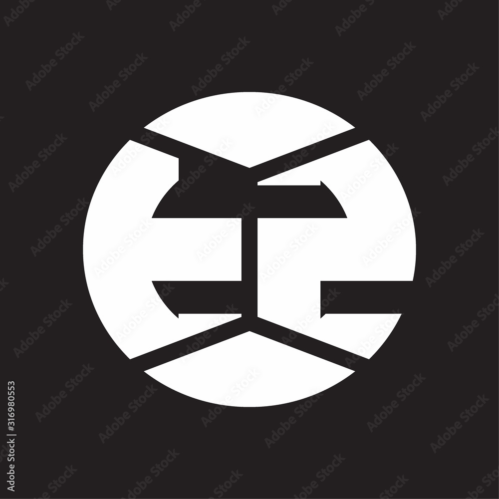 TZ Logo monogram with piece circle ribbon style on black background TZ Logo monogram with piece circle ribbon style on black background