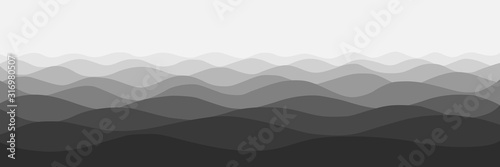 Vector drawing of waves on the sea  black and white  natural background