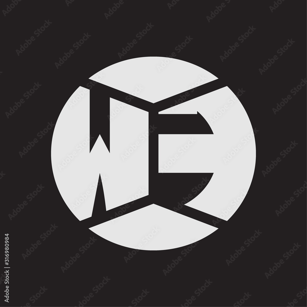 WF Logo monogram with piece circle ribbon style on black background WF Logo monogram with piece circle ribbon style on black background
