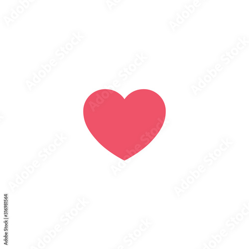 Flat Simple Pink Heart iCon on iSolated White Background. Love and Valentine’s Day Simple Design