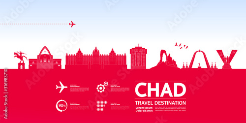 Chad travel destination grand vector illustration. 