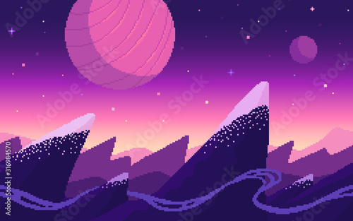 Mountains area on alien planet.