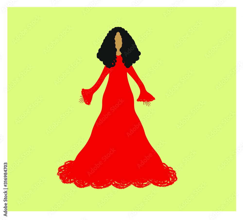 Fototapeta premium Beautiful lady in a long red dress