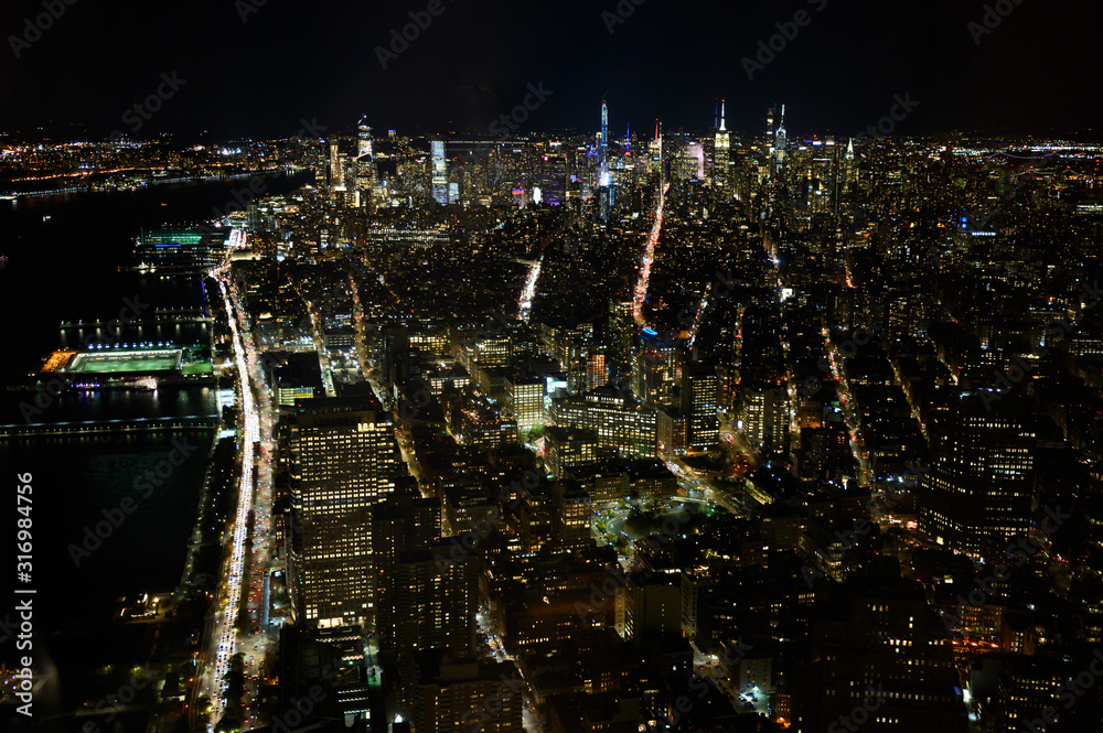 New York City cityscape at night