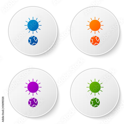 Color Solstice icon isolated on white background. Set icons in circle buttons. Vector Illustration