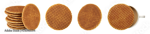 Dutch stroopwafels set isolated on white