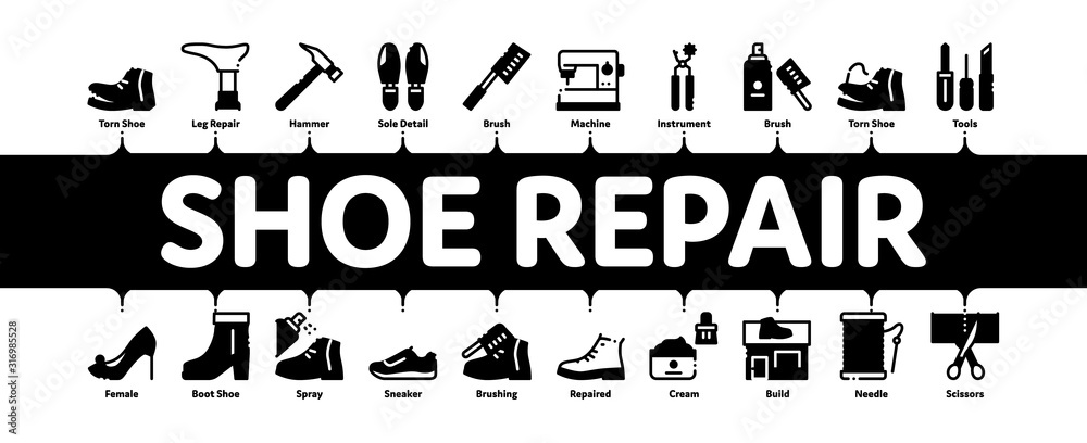 Set of shoes repair tool and shoes accessories Vector Image