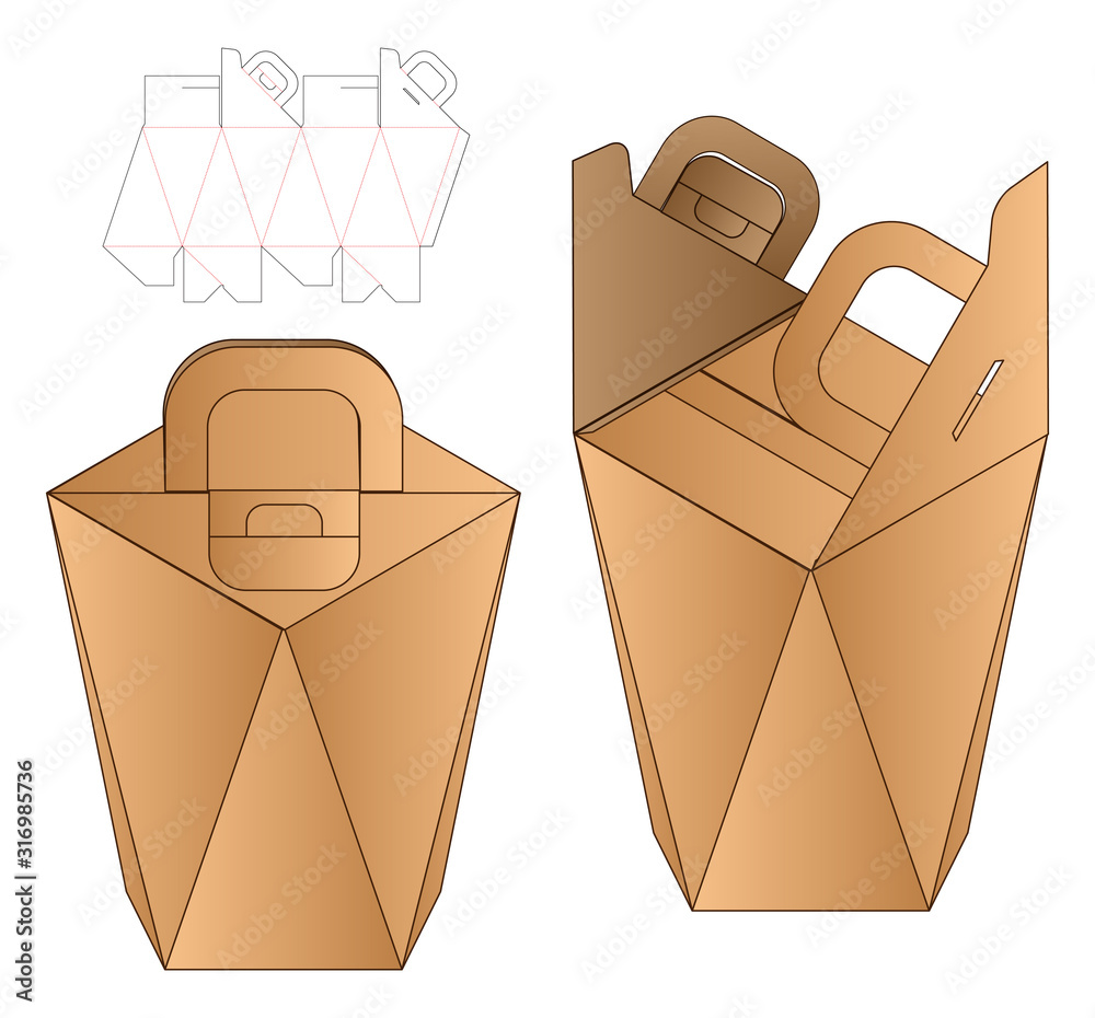 Paper Bag packaging die cut template design. 3d mockup Stock Vector