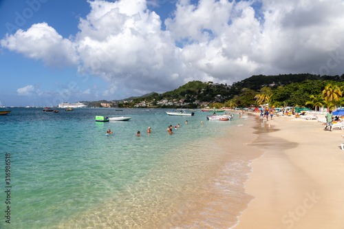 Fototapeta Naklejka Na Ścianę i Meble -  09 JAN 2020 - The Lime, Grenada, West Indies - Grande Anse beach