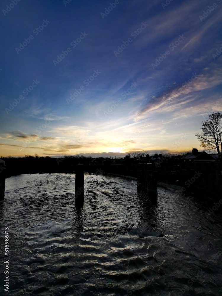 Fototapeta premium Sunrise over the River Ribble, Preston 