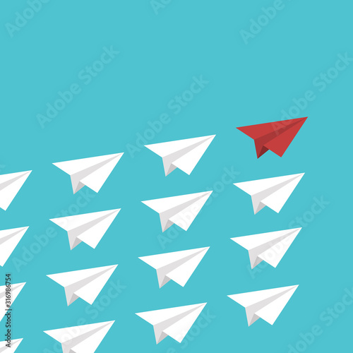 Free Download Red Paper Airplane Leading White Paper Airplanes. Leadership Concept With Paper Planes.	 - GFXLoad