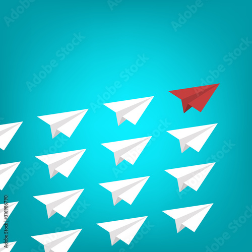 Free Download Red Paper Airplane Leading White Paper Airplanes. Leadership Concept With Paper Planes.	 - GFXLoad