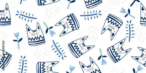 Seamless cat pattern. Cute ...