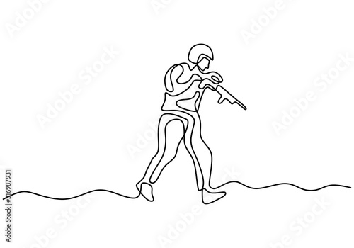 Soldier one line drawing. P...