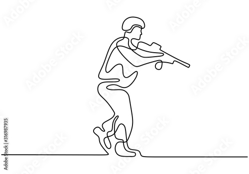 One line drawing of army ma...