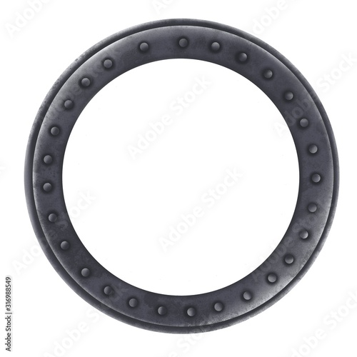 Gray marine porthole. Submarine porthole  photo