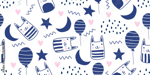 Cute cats seamless pattern ...