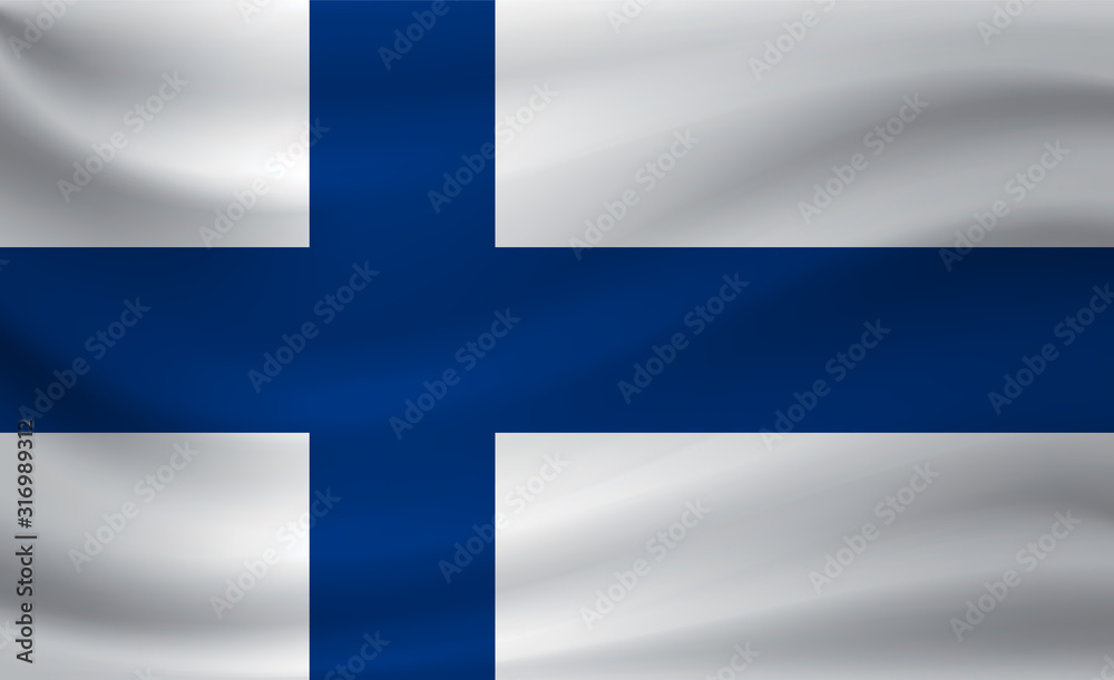 Waving flag of Finland. Vector illustration Waving flag of Finland. Vector illustration