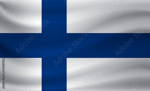 Waving flag of Finland. Vector illustration