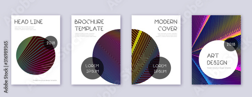 Trendy brochure design template set. Rainbow abstr